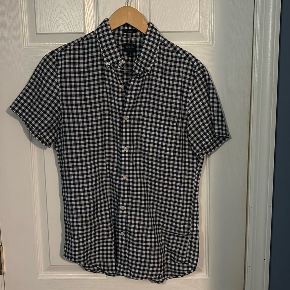 Navy and White Paid button down